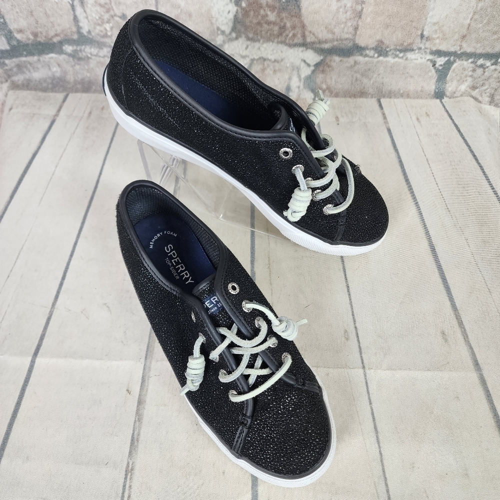Sperry Top-Siders Seacoast Black Caviar Lace Up Sneaker Size 7 - Picture 7 of 16